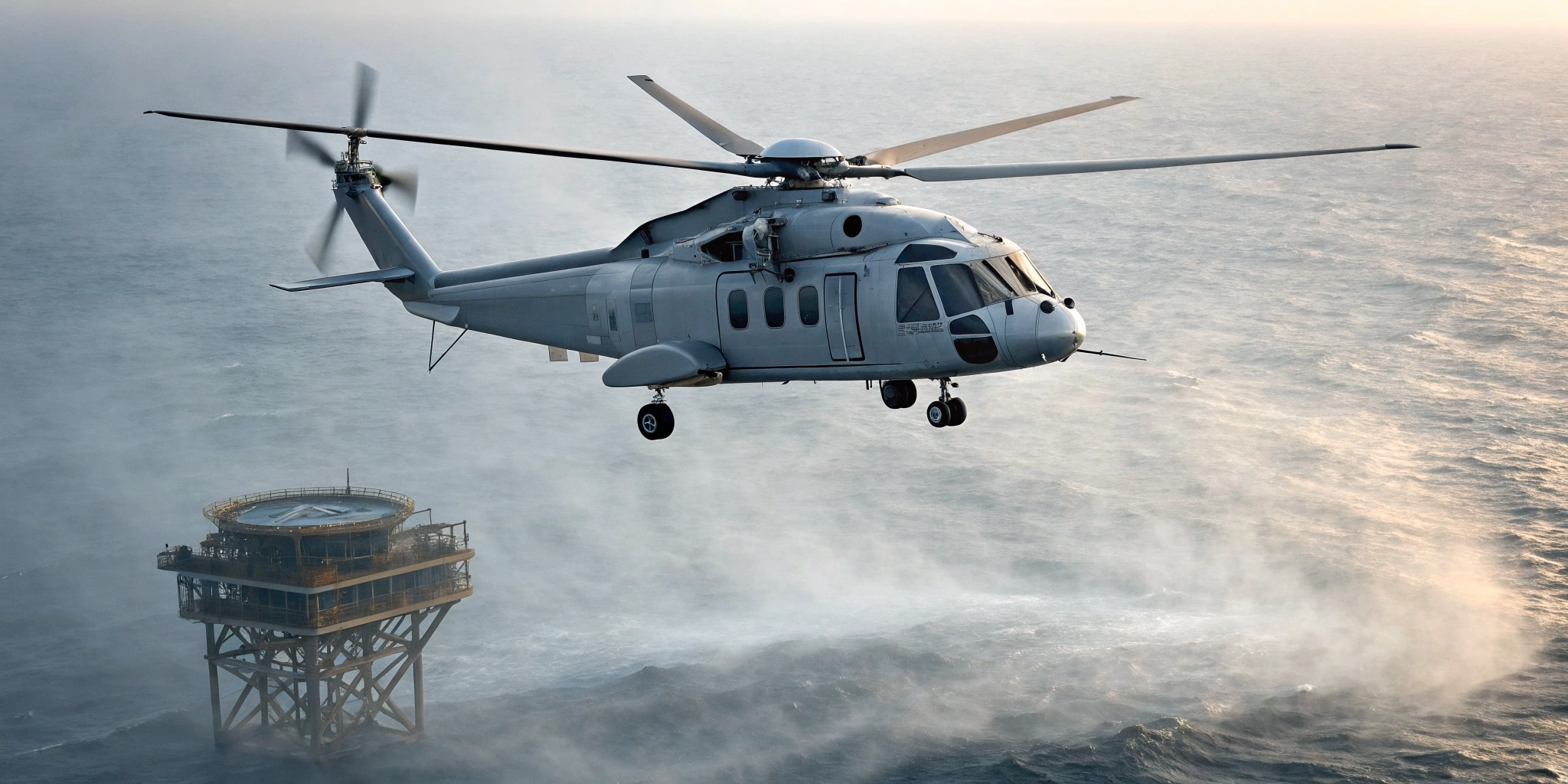 Sikorsky S-92 over offshore platform